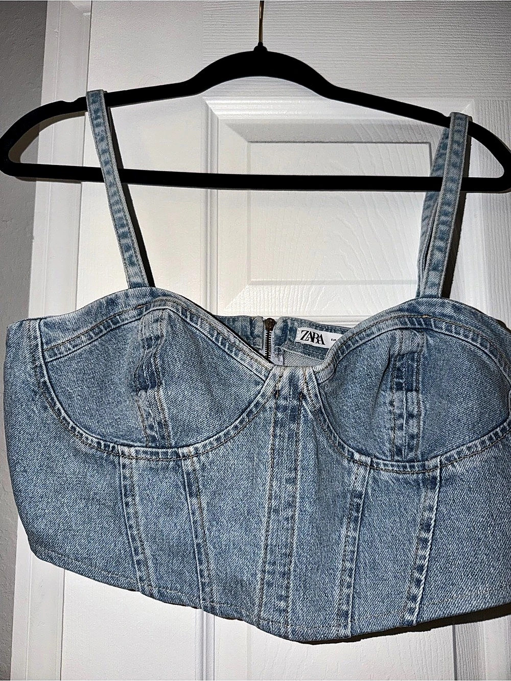 ZARA TRF Denim Corset Top Blue